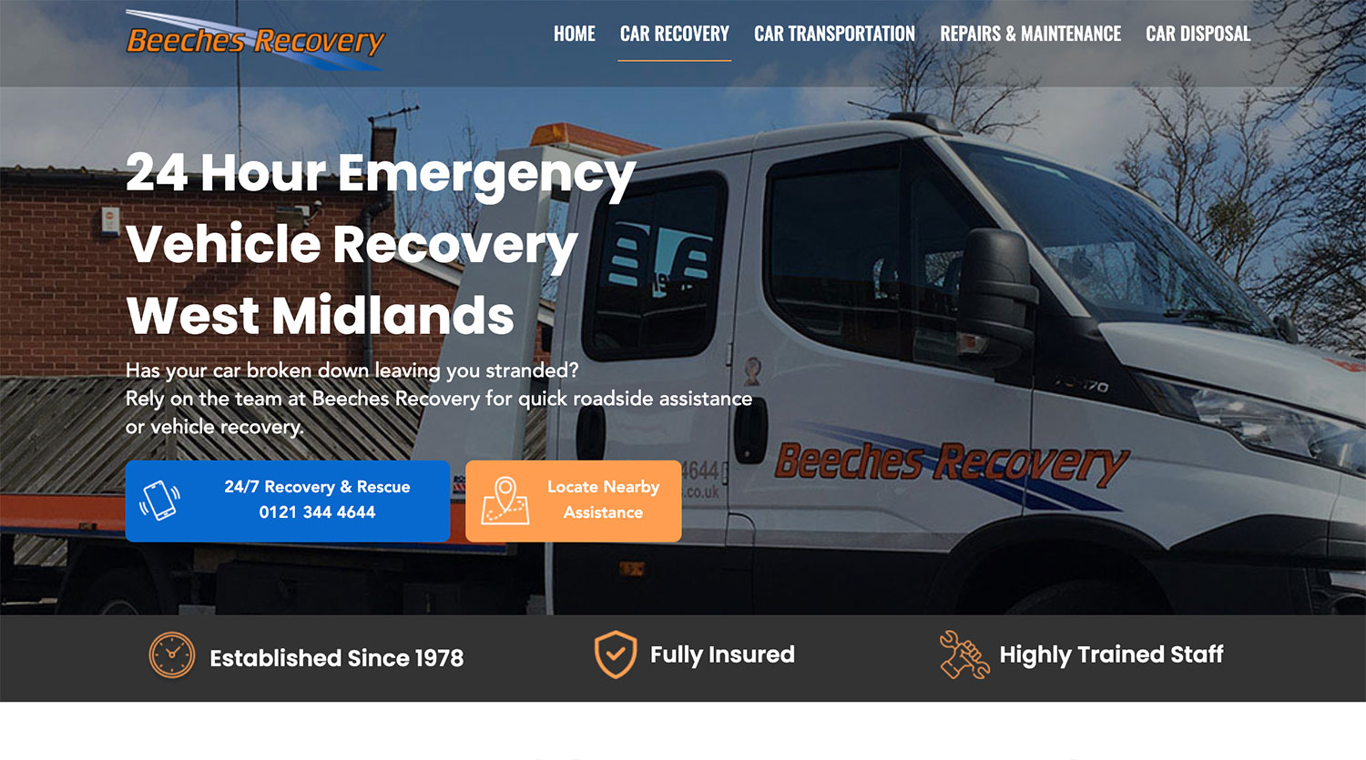 Beeches Recovery landing page